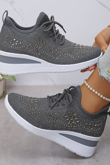 Rhinestone Wedge Sneakers – Glitrende komfort i hvert steg